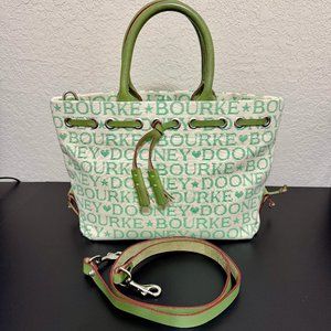Vintage Dooney & Bourke Green Hearts and Stars Signature Handbag